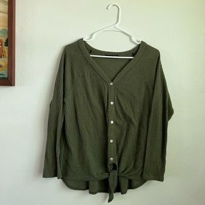 Olive Green Button Up Top